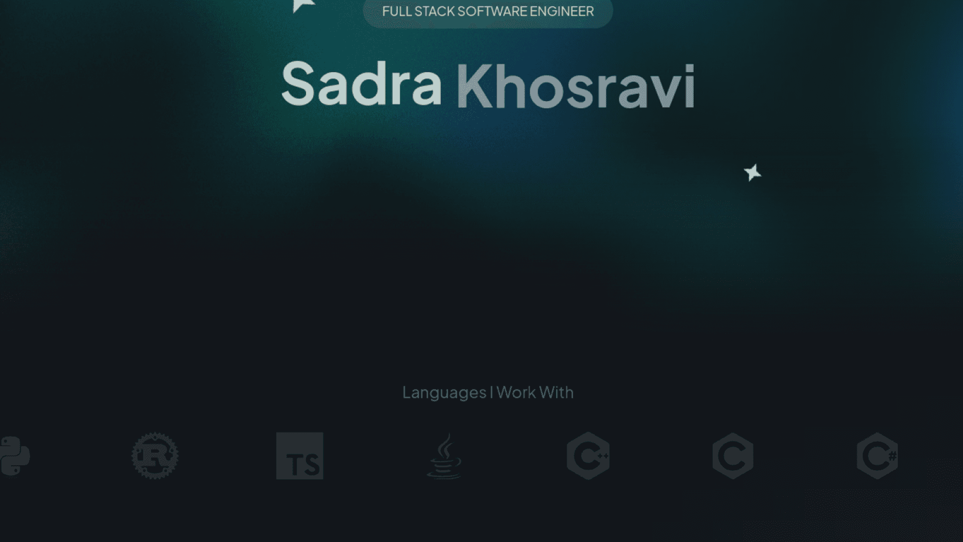 Sadra Khosravi — full-stack software engineer portfolio homepage