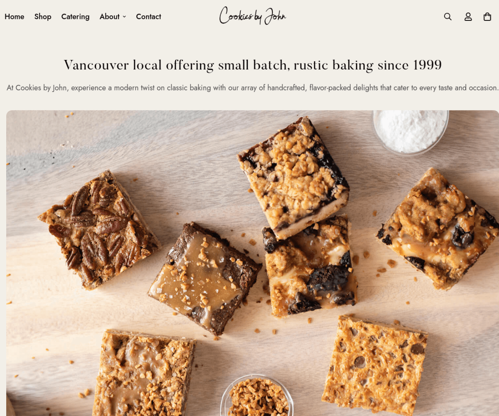 Cookies by John — artisanal bakery e-commerce storefront